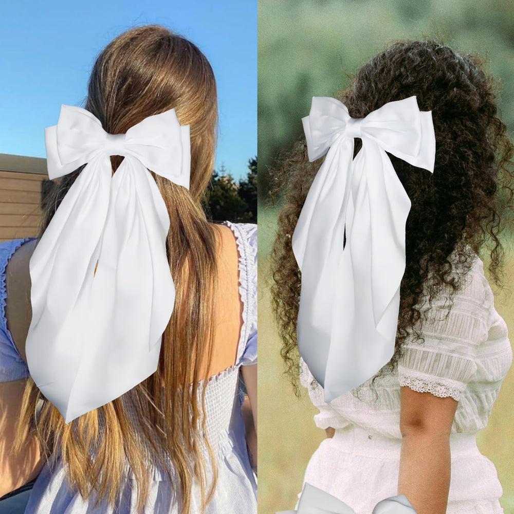 JOYRUBY bow worn in ponytail demonstrating instant style upgrade