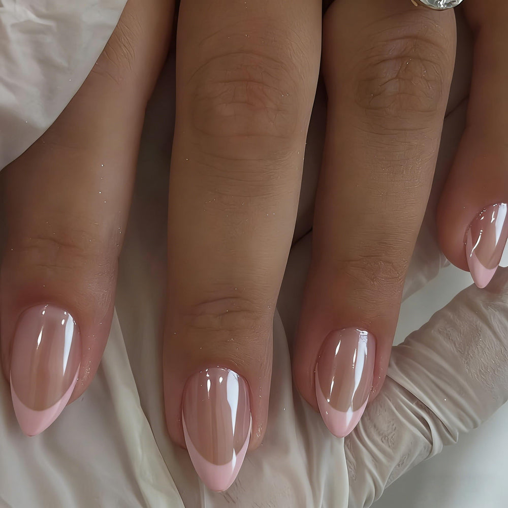 JOYVVEW front packaging showing 30 chrome pink French tip nails, clear presentation benefit