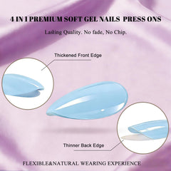 JOYVVEW nails worn on a hand showing natural short oval shape and everyday style