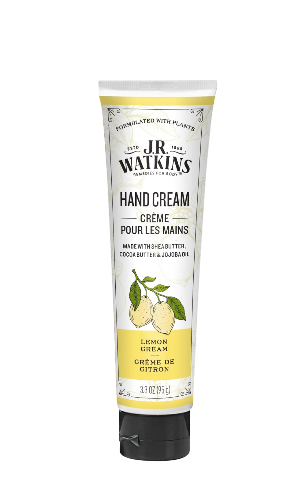 J.R. Watkins front packaging showing lemon cream tube and benefits