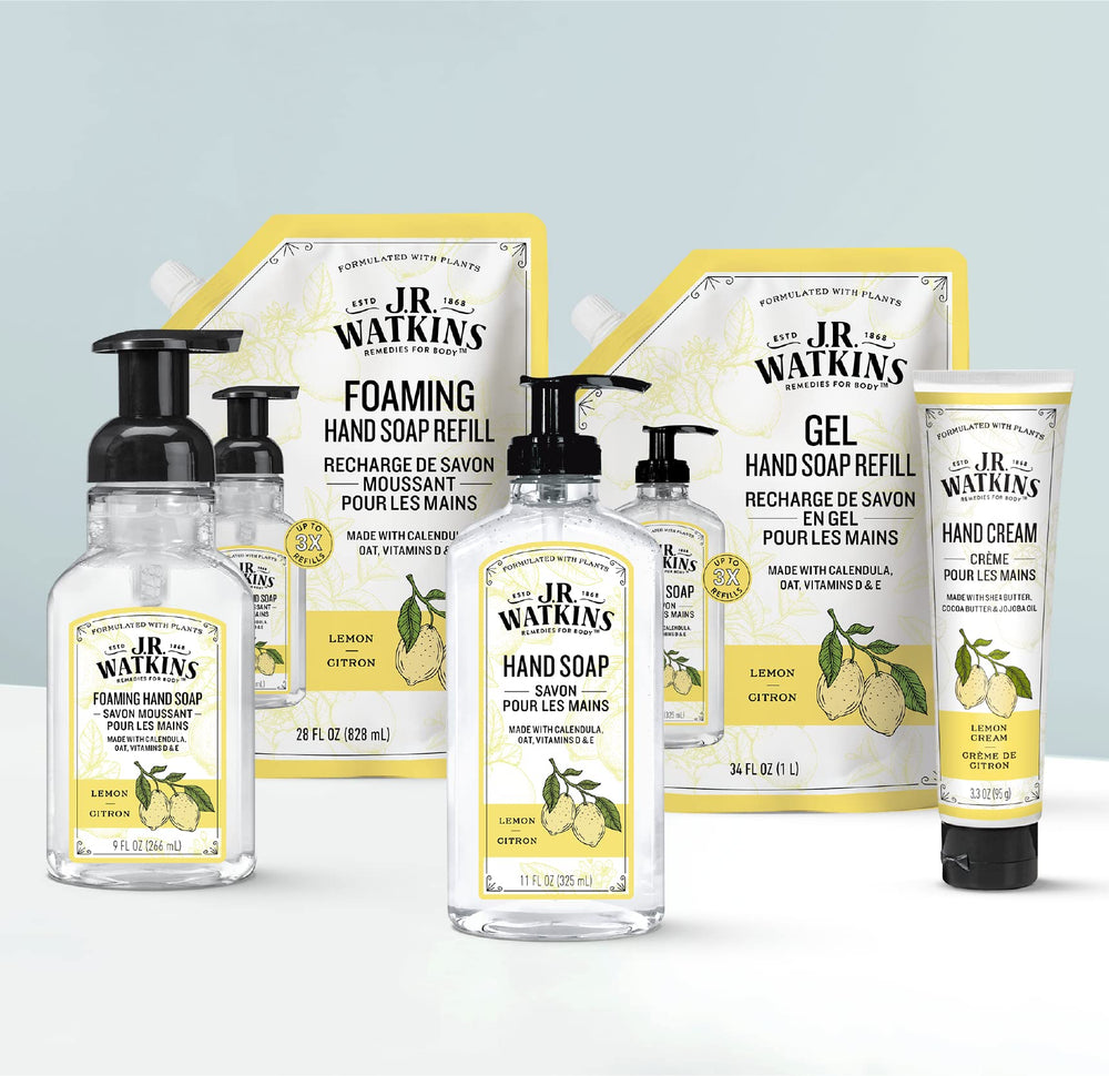 J.R. Watkins ingredients display: shea butter, cocoa butter, avocado oil