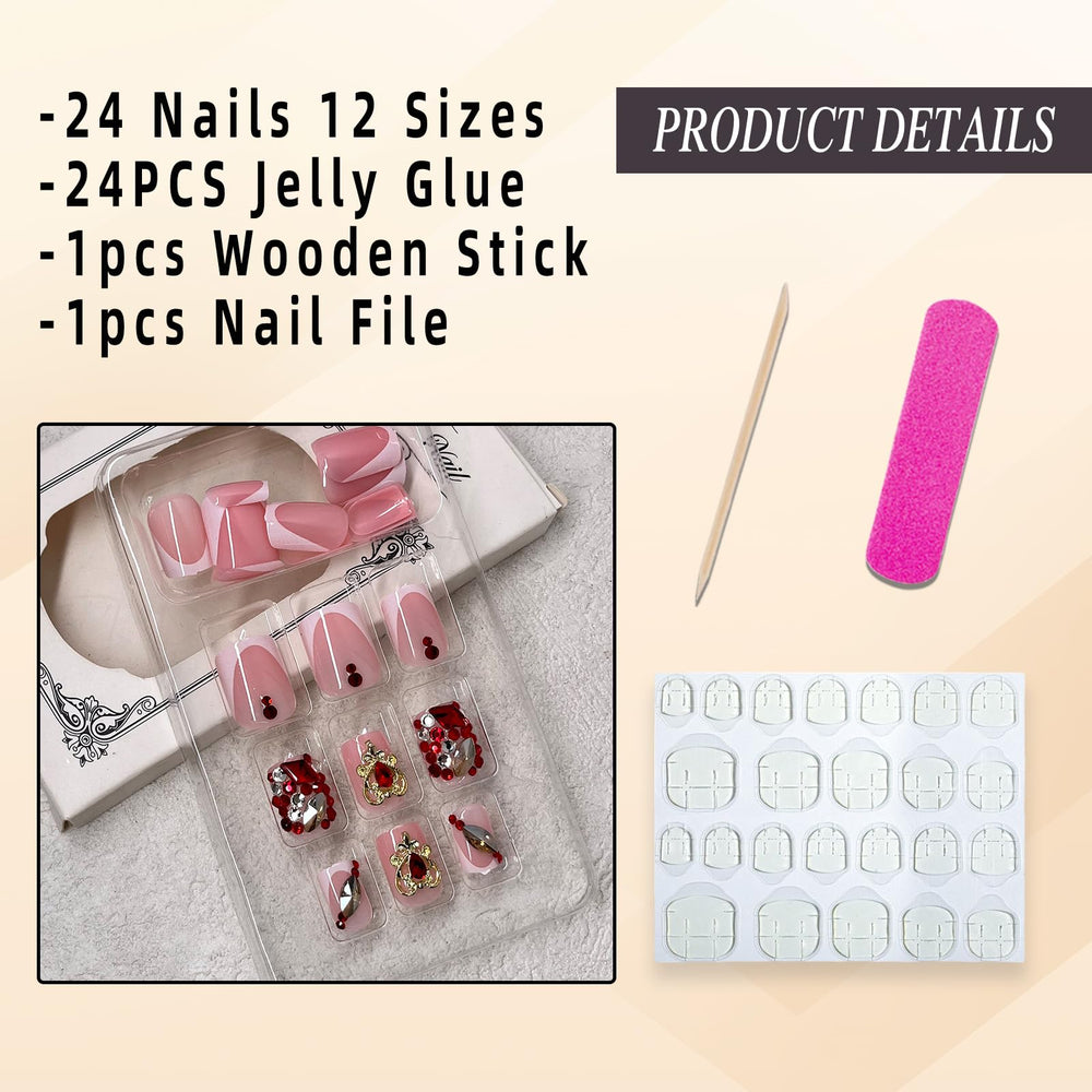 Jremg set contents displayed with jelly glue and file for quick at-home application