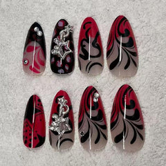 Jremg side profile of medium almond nails showing natural curvature for comfortable fit