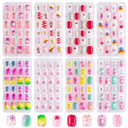 Jsiallye front box packaging showcasing colorful kids press-on nails and gift-ready design