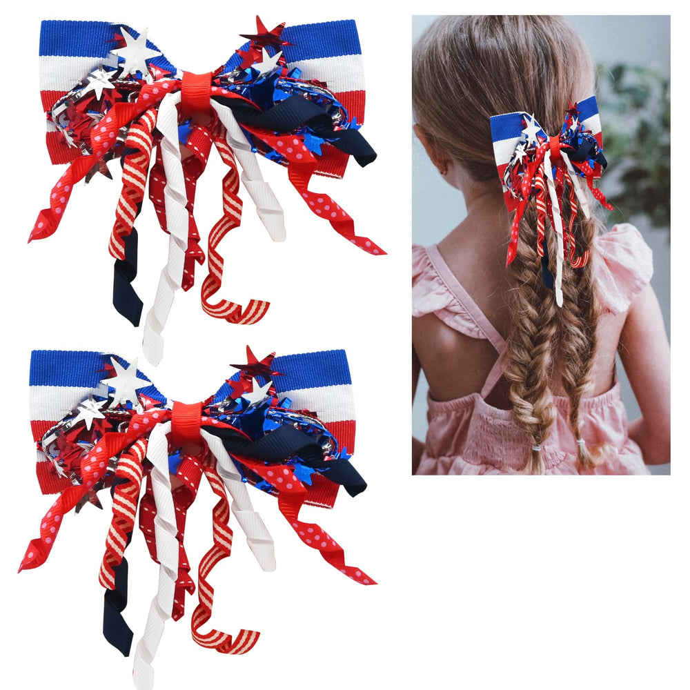 JUCCPUL front view of American flag bow showing patriotic styling and easy wear