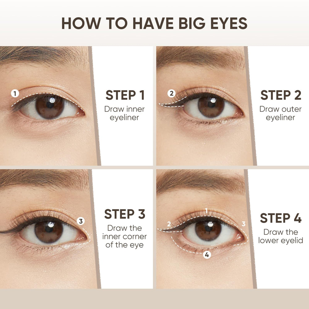 JUDYDOLL applying pencil to inner lashline, showing subtle definition and smudge resistance