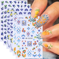 Jufenglin close-up of sheet with orange blueberry lemon designs showing vivid color