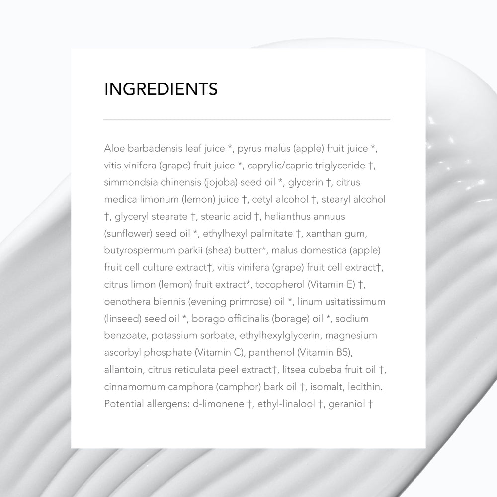 Juice Beauty recycled plastic bottle label emphasizing clean-beauty values
