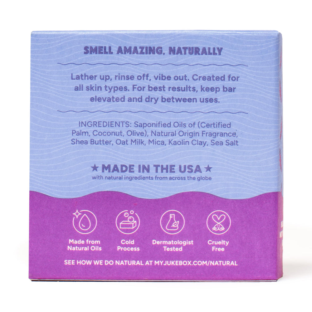 Bathtub scene with JUKEBOX soap creating calming shower atmosphere