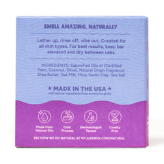 Bathtub scene with JUKEBOX soap creating calming shower atmosphere