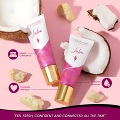 Julva cream on hand demonstrating lightweight absorption and easy application