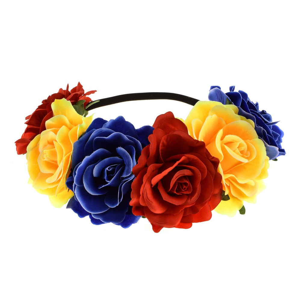 June Bloomy front view of colorful rose crown showing full floral arrangement and vibrant colors