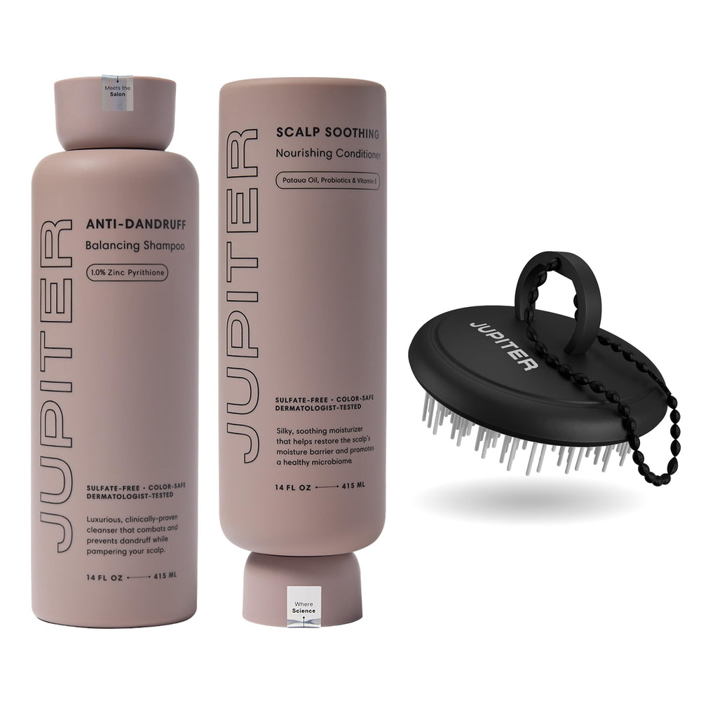 Jupiter front packaging trio showing balanced scalp care and value