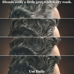Just for Men before and after comparison showing subtle gray reduction results
