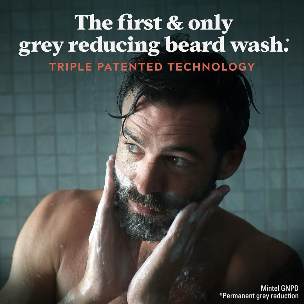 Just for Men before and after beard showing subtle gray reduction