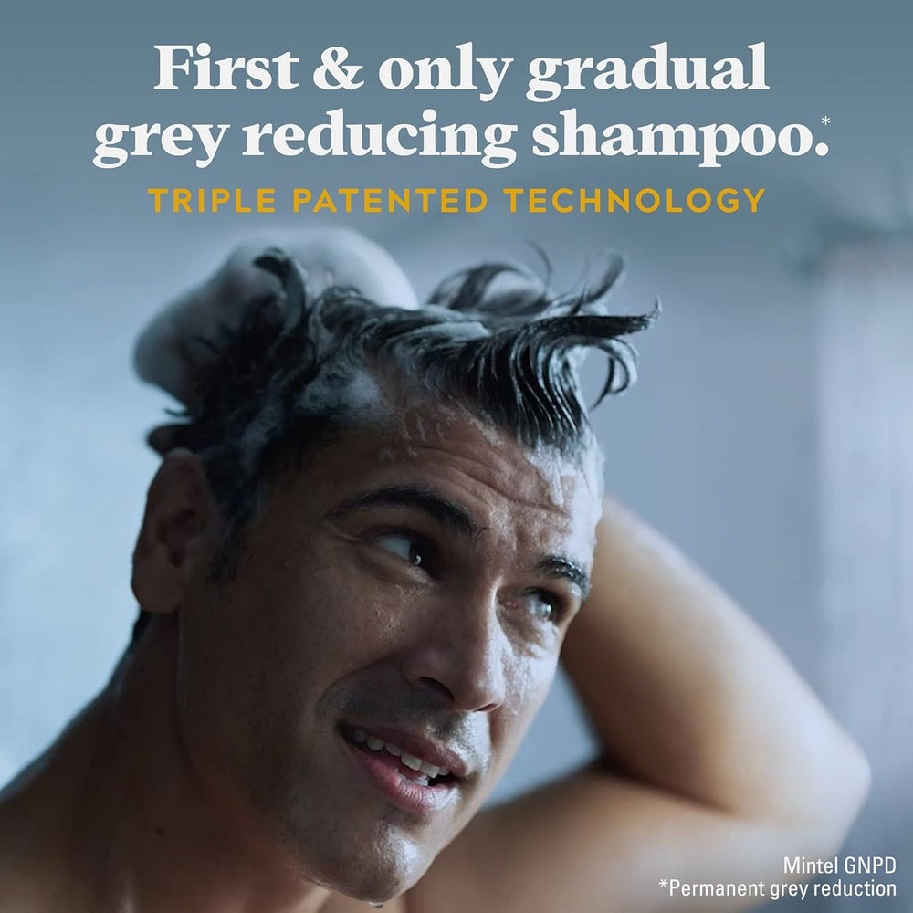 Just for Men before and after comparison indicating subtle grey reduction benefit