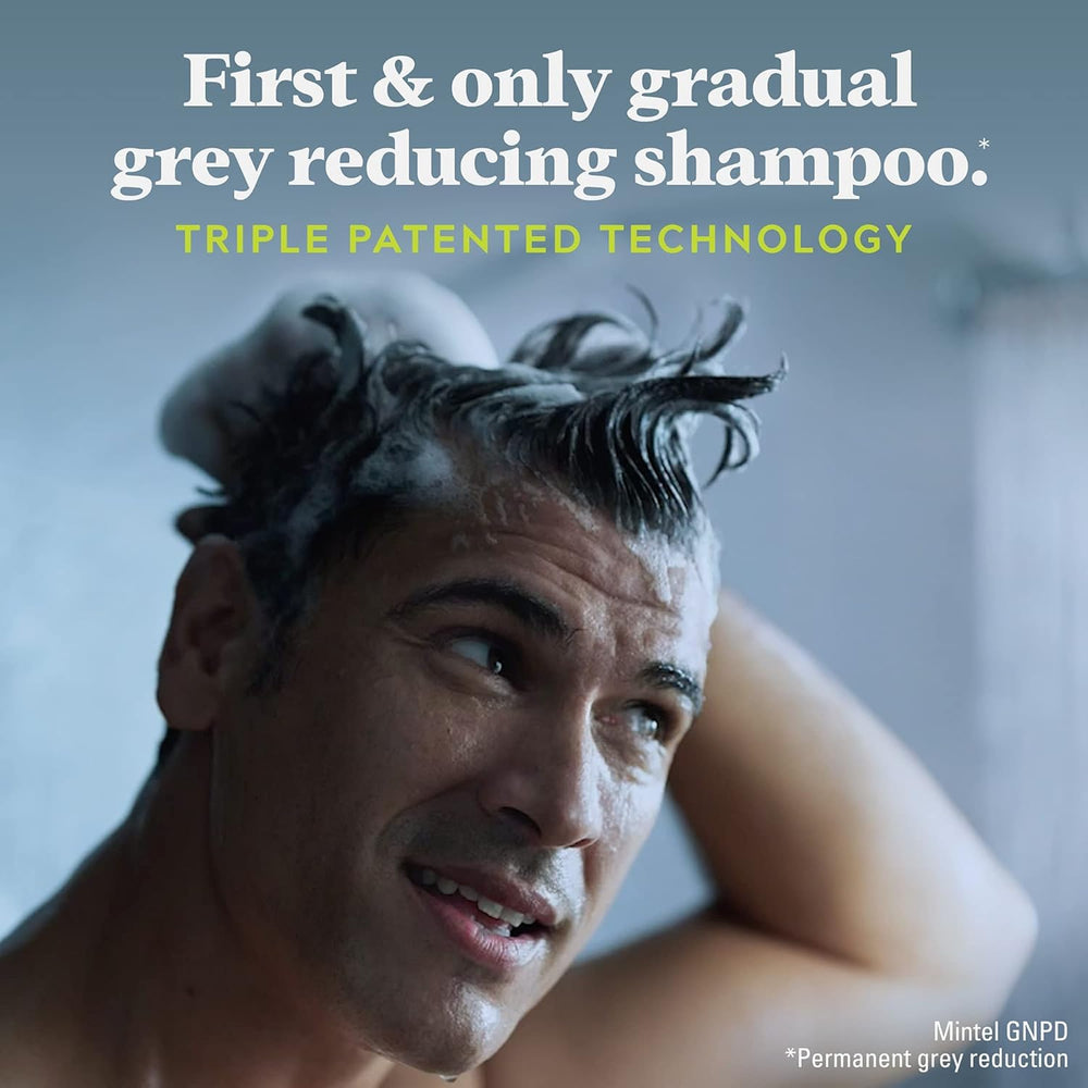 Just for Men Control GX before and after comparison showing natural-looking gray reduction