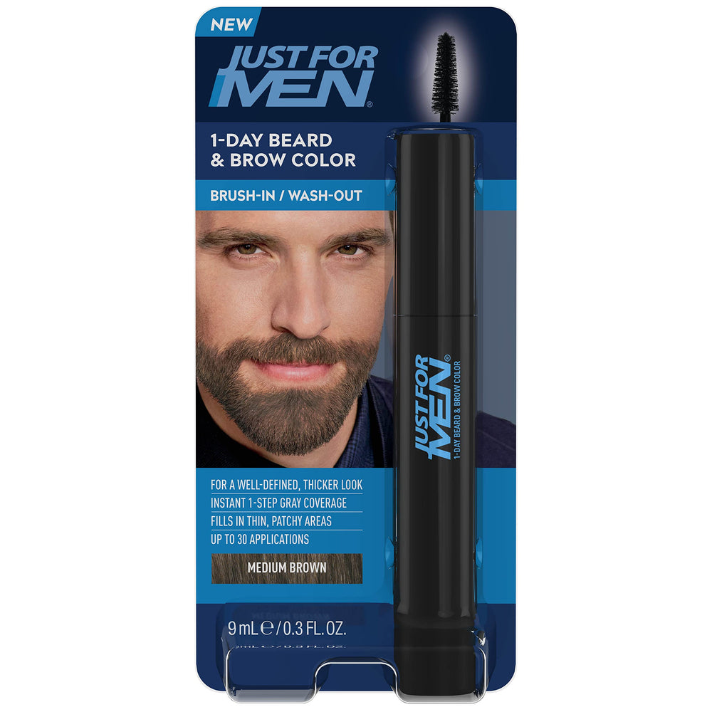 Just for Men front packaging medium brown showing easy temporary coverage