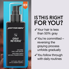 Just for Men applying serum to scalp demonstrating quick 30-second massage benefit