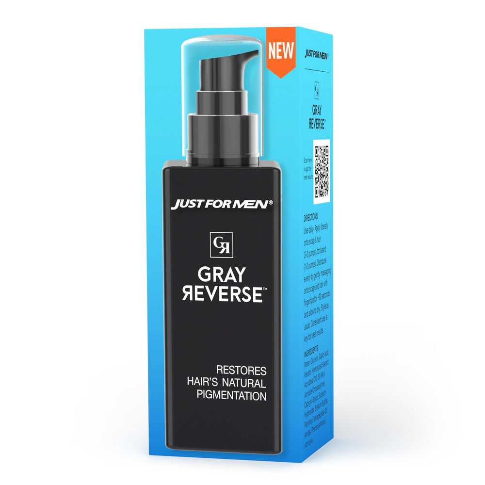 Just for Men front packaging showing product and benefit of gradual gray reduction