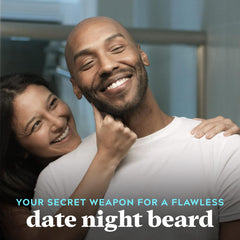 Just for Men lifestyle portrait showing well-defined beard and confident look