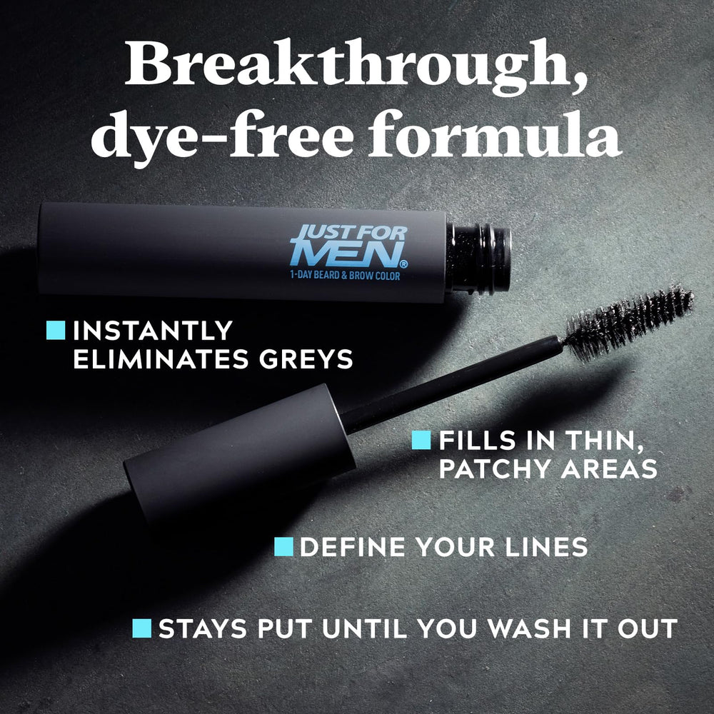 Just for Men texture on fingertip illustrating dye-free formula