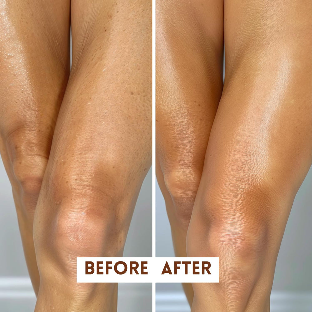 Just Nutritive applying treatment to arm demonstrating smoother texture