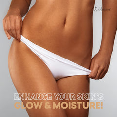 Just Nutritive oil on beach lounger lifestyle shot promoting sun-ready radiant skin