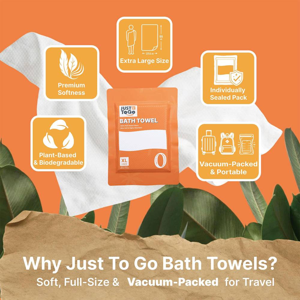 Just To Go unfolded towel full-size 55x27.5 inches demonstrating coverage and convenience