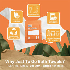 Just To Go unfolded towel full-size 55x27.5 inches demonstrating coverage and convenience