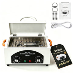 JUSTHERE front view of autoclave showing compact design and countertop fit