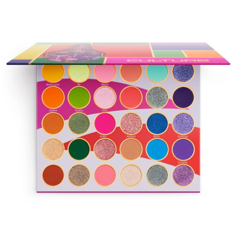 Juvia's Place palette culture flatlay showing all 30 shades for versatile looks
