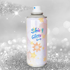JUYANGYAN front packaging showing silver glitter spray and bottle benefit: portable sparkle