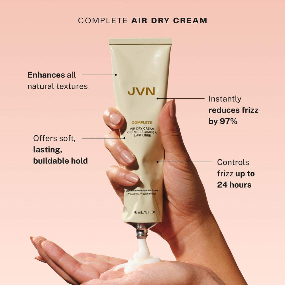 JVN Complete Air Dry Cream tube detail, defines natural texture