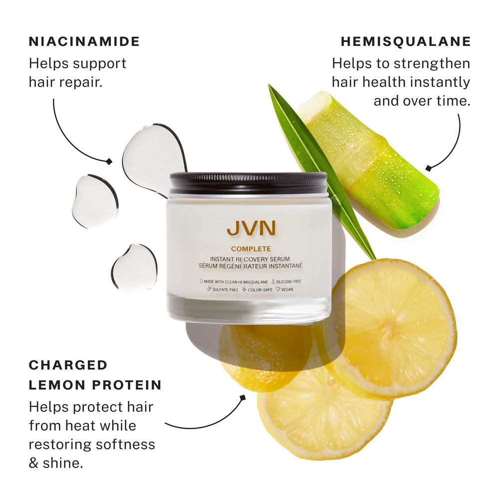 JVN serum size comparison 3.4 fl oz next to common items to show travel-friendly volume
