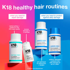 K18 conditioner pouring into palm highlighting smooth application and shine
