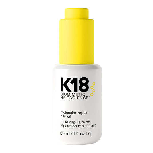 K18 front bottle view showing packaging and hygienic pump, highlights easy dispense