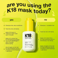 K18 one fluid ounce bottle next to common item for size comparison and portability