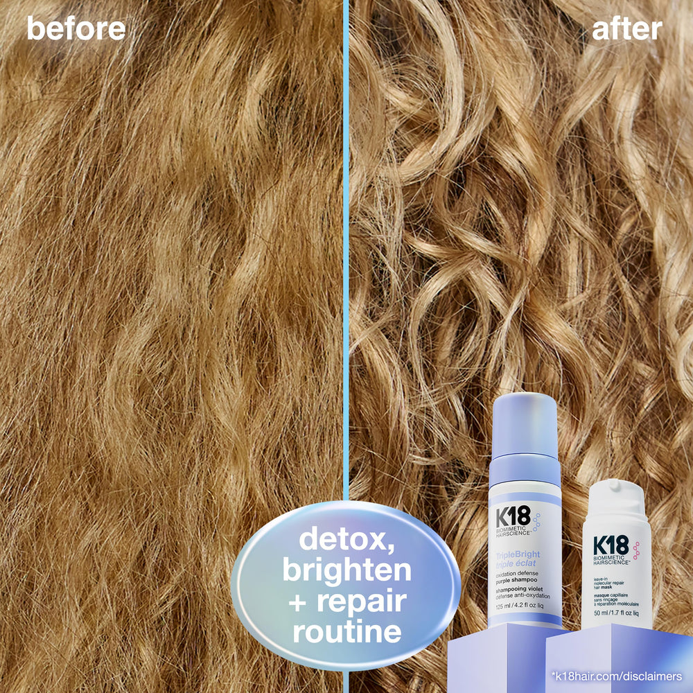 K18 foam texture on hair swatch demonstrating gentle foam and even coverage