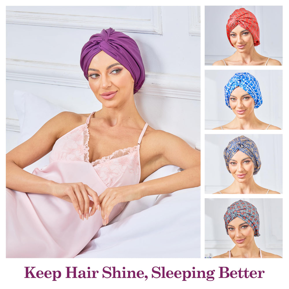 KAAHYNNO bonnet in bedroom lifestyle setting keeping bedding clean during treatments
