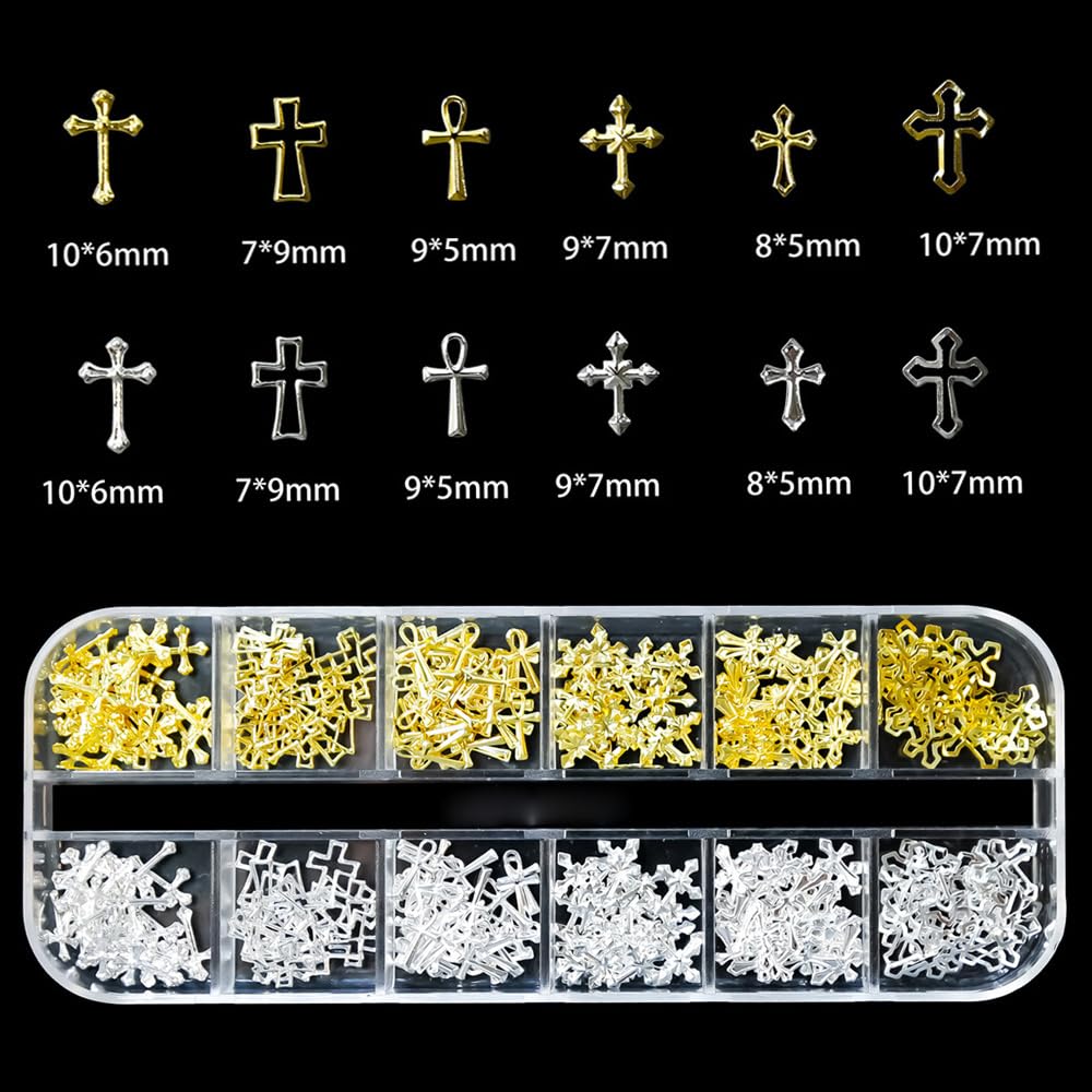 KACHIMOO close-up of metal cross charms showing texture and vintage punk detail