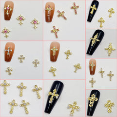 KACHIMOO crosses applied on acrylic nails offering bold Y2K manicure inspiration