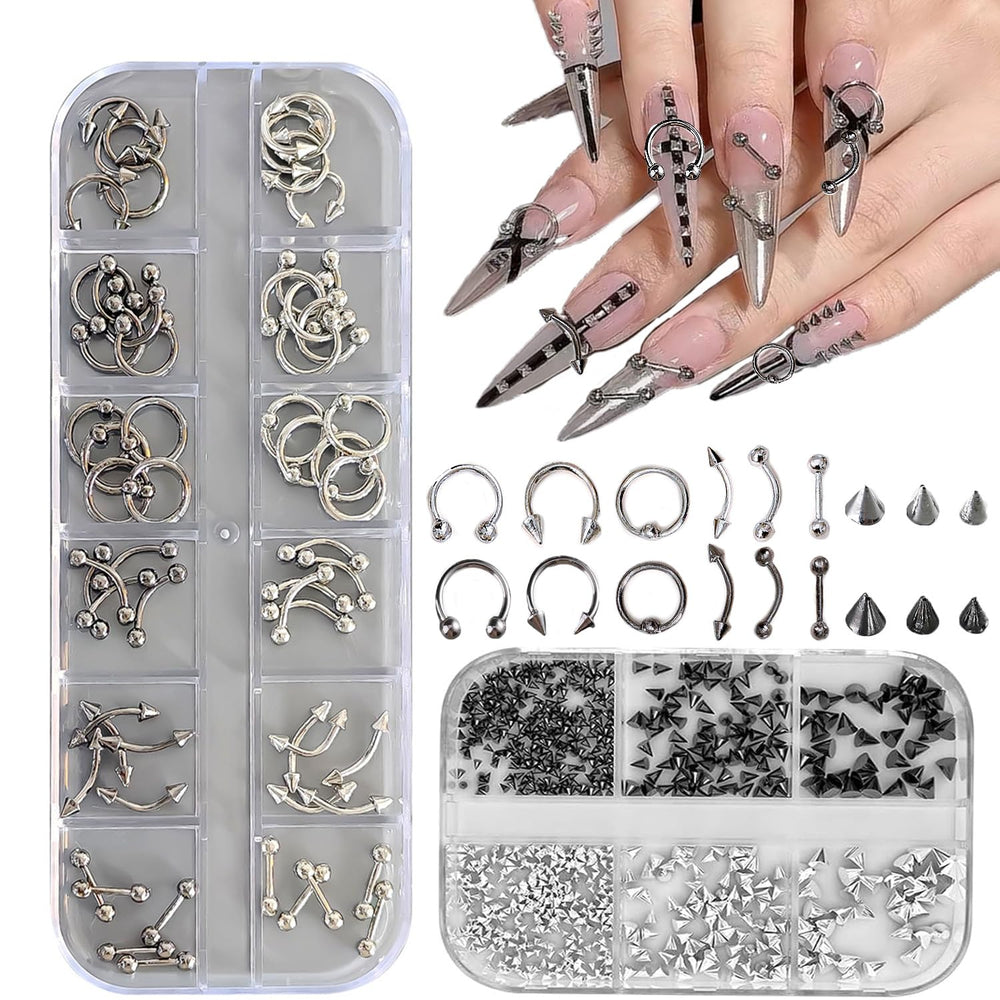 KACHIMOO front packaging showing two boxes of nail charms and studs for easy selection