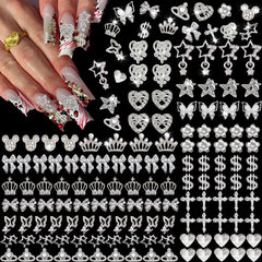 KACHIMOO front packaging showing 128-piece silver nail charms kit and variety benefit