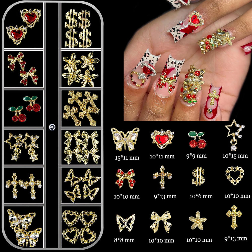 KACHIMOO open box displaying mixed charms and pearls for quick nail styling