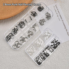 KACHIMOO studs applied to accent nail demonstrating edgy punk manicure outcome