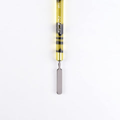 KADS Kolinsky brush beside ruler showing compact size and portability benefit