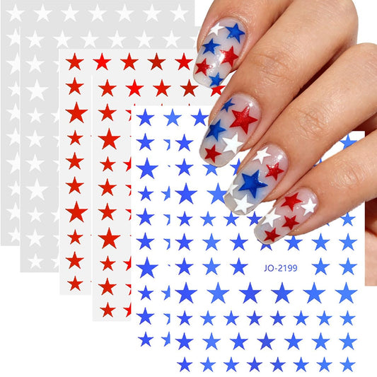 Kaefsros front packaging showing 6 patriotic star sticker sheets and easy use
