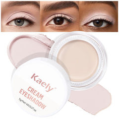 Kaely cream eyeshadow pot front view showing compact design and travel benefit