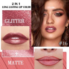 Kaely dual-ended lipstick and liner displayed to save bag space